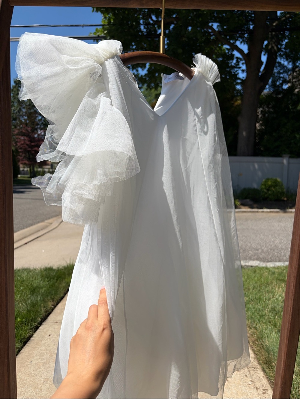 MonnaLisa Girls White Tulle Flower Girl Dress
